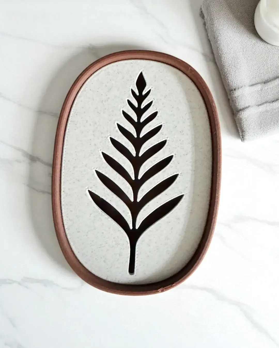Fern Imprint Eco Soap Rest - Black White Oak