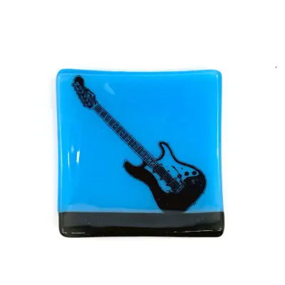 Electric Guitar Rock &amp; Roll Fused Glass 4.5" Catch-all Dish
