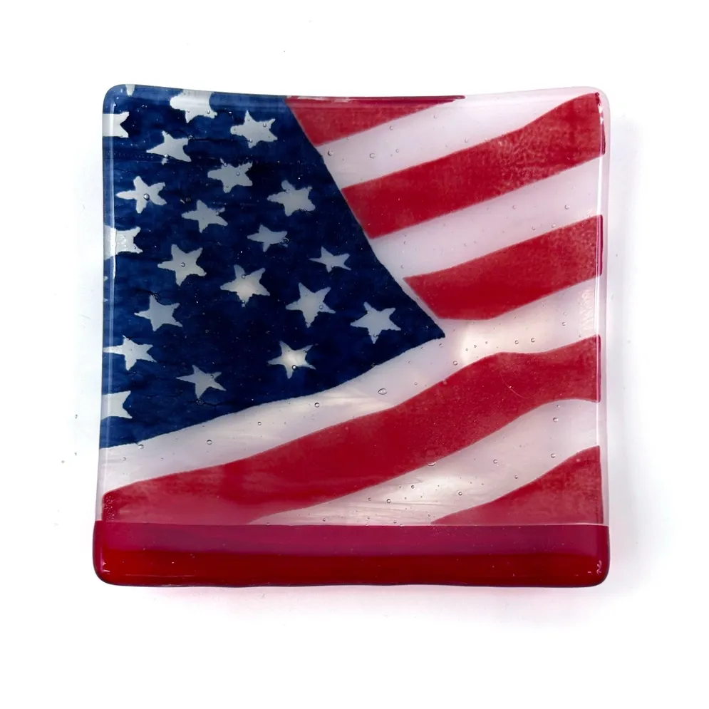 USA Flag Fused Glass 4.5" Catch-all Dish
