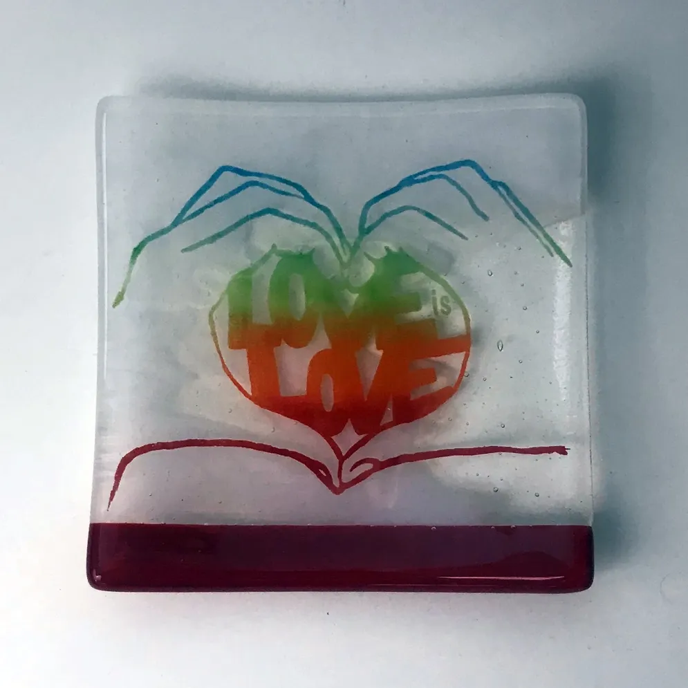 Love is Love Fused Glass 4.5" Catch-all Dish