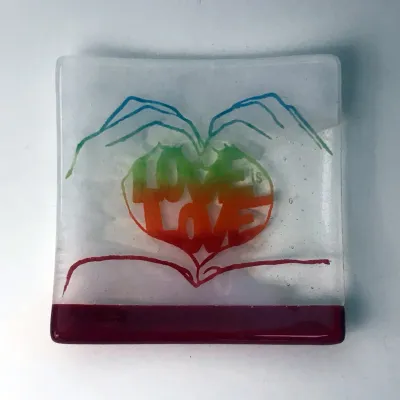 Love is Love Fused Glass 4.5" Catch-all Dish