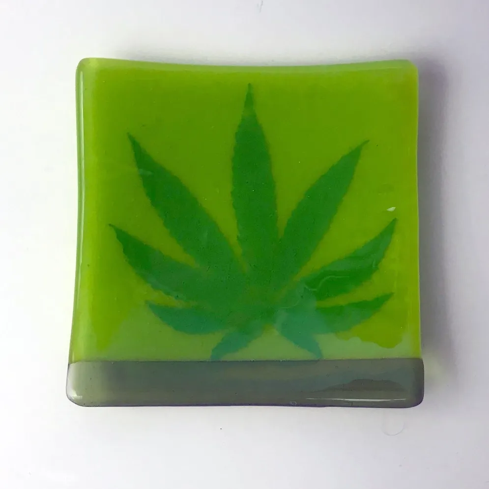 Pot Leaf Weed Fused Glass 4.5" Catch-all Dish