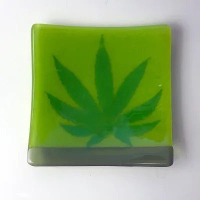 Pot Leaf Weed Fused Glass 4.5" Catch-all Dish
