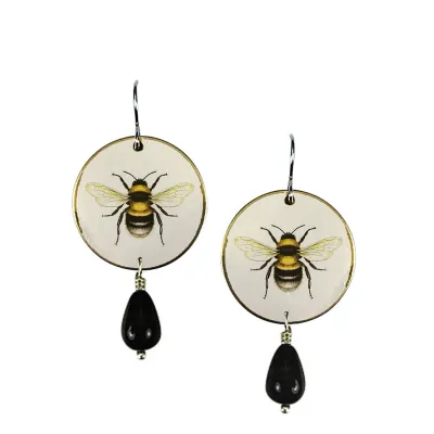 Bee 7/8" Disc W/Bead Earring  EC78B