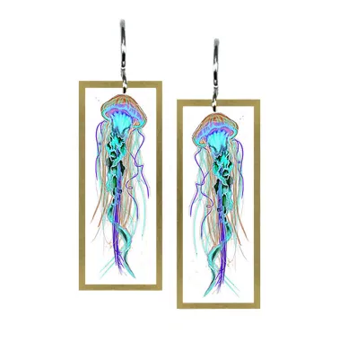 Blue Jellyfish - Med Rec Earring  ER113B