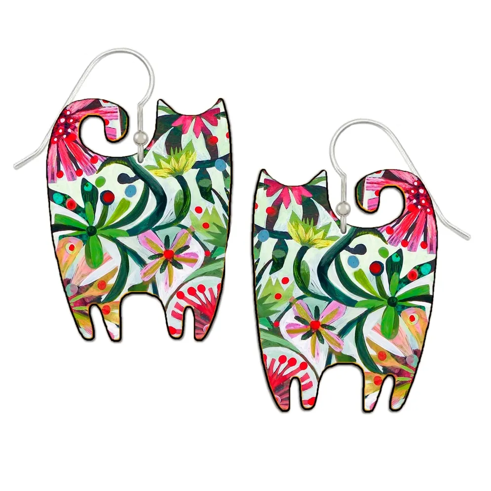 Yuzu - Floral Kitty Shape Earring EA199