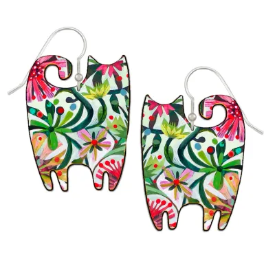 Yuzu - Floral Kitty Shape Earring EA199
