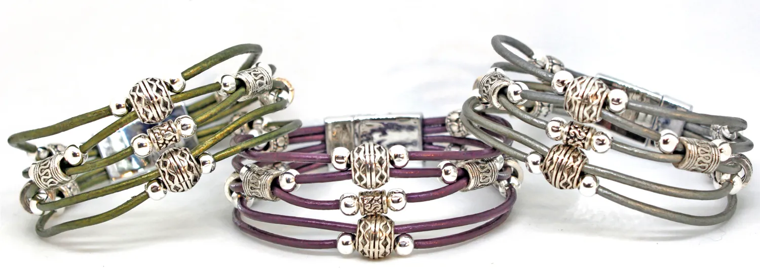 1B - TEL Beaded Leather Bracelet