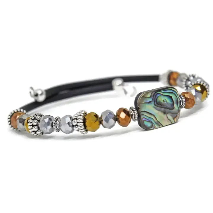 17MBA Metals/Abalone Memory Wire Bracelet -