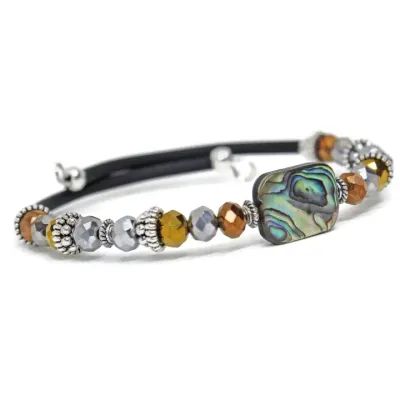 17MBA Metals/Abalone Memory Wire Bracelet -