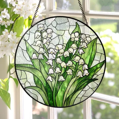 Lily Of The Valley Flower 3.5inch Glass Suncatcher