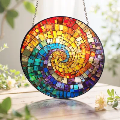 Rainbow Spiral 7.8inch Glass Suncatcher