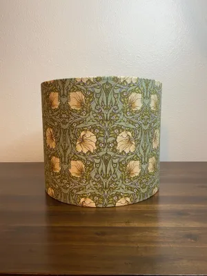 William Morris Pimpernel Green Handmade Lampshade - 10 White Lining