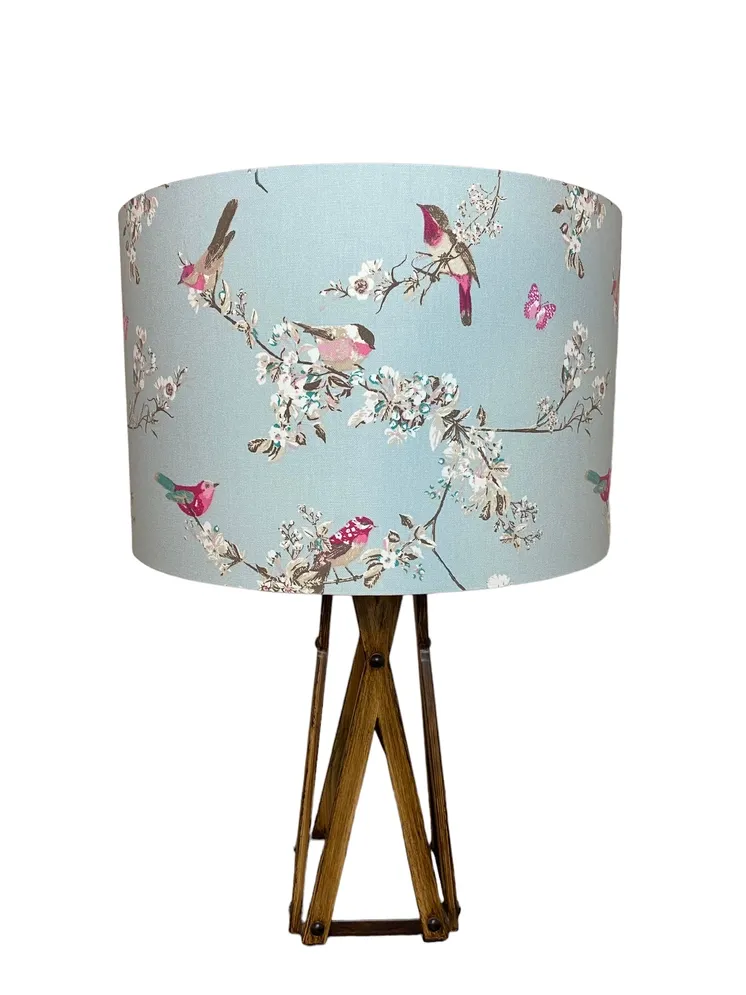 Beautiful Birds Duck Egg Handmade Lampshade - 10 White Lining