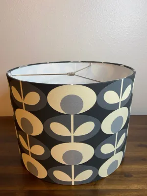 Orla Kiely Cool Gray Oval Flower Handmade Lampshade - 10 White Lining