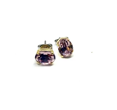 Dusty Rose Gold plated Mini Oval Swarovski Studs Earrings