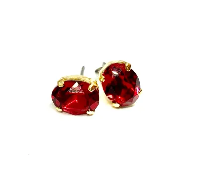 Scarlet Gold plated Mini Oval Swarovski Studs Earrings-