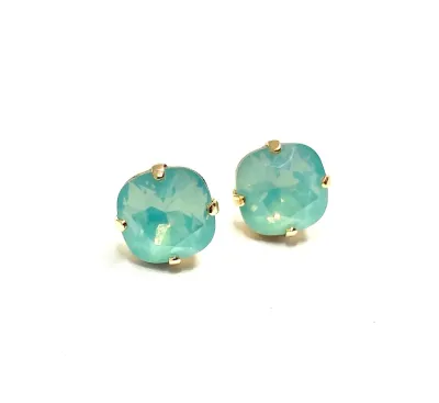 Milky green opal Gold plated Small dazzling studs