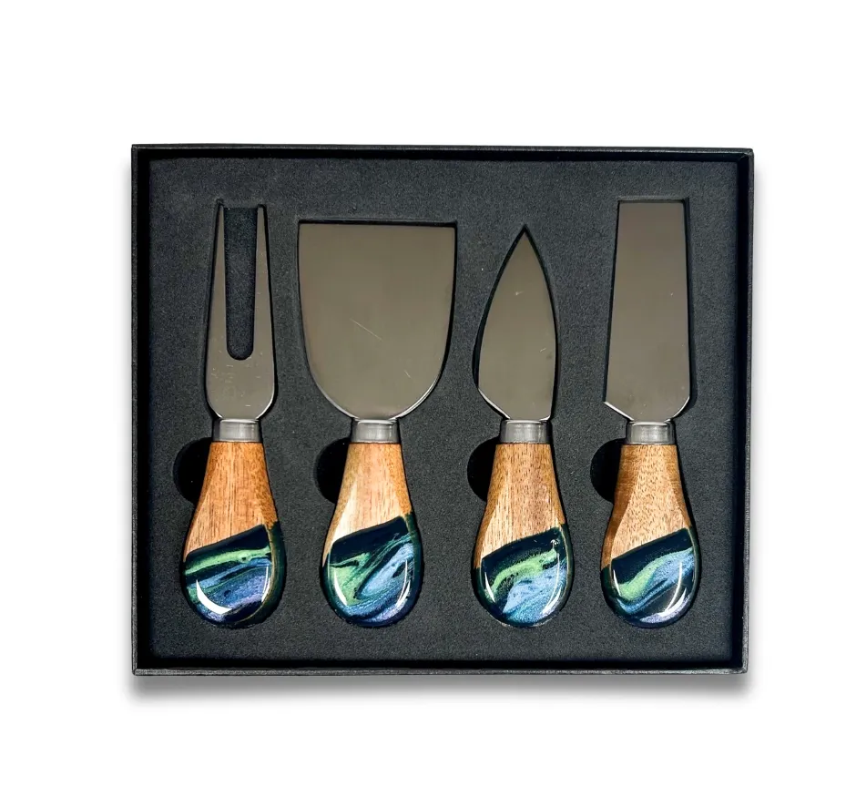 Cheese Knife S/4-Northern Lights Resin Coated