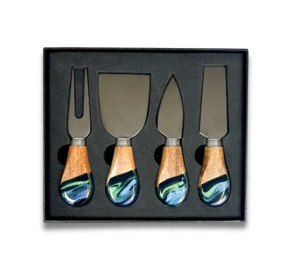 Cheese Knife S/4-Northern Lights Resin Coated