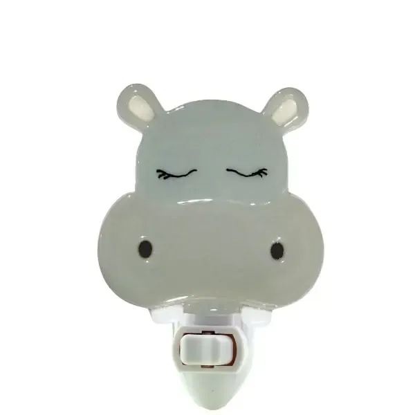 Sleeping Hippo Night Light - Soft Gray