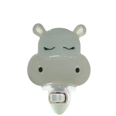 Sleeping Hippo Night Light - Soft Gray