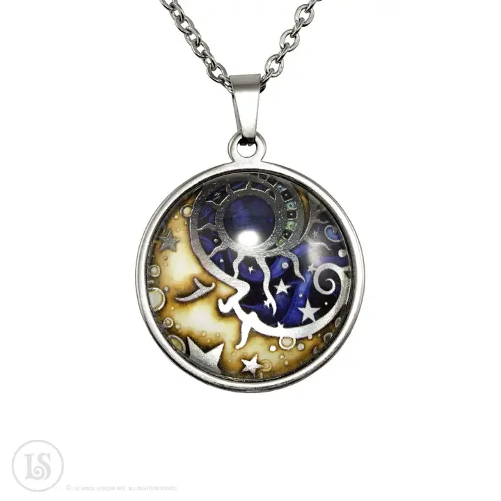 Harvest Moon Lg Pendant, 28mm - Silver-tone Stainless Steel
