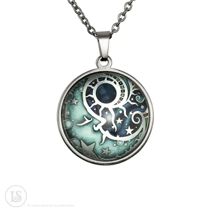 Man in the Moon Lg Pendant, 28mm - Silver-tone Stainless Steel