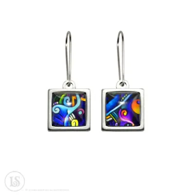 Abstract Dreams #1 Dangle Earrings - Silver-tone Stajinless Steel