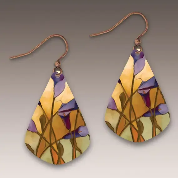 SH19JE Calla Lily Purple Short Drop Handmade Earrings