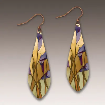 SH19LE Calla Lily Purple Long Drop Handmade Earrings