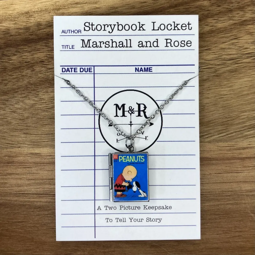 Charlie Brown and Snoopy Book Locket Necklace - Stainless Steel