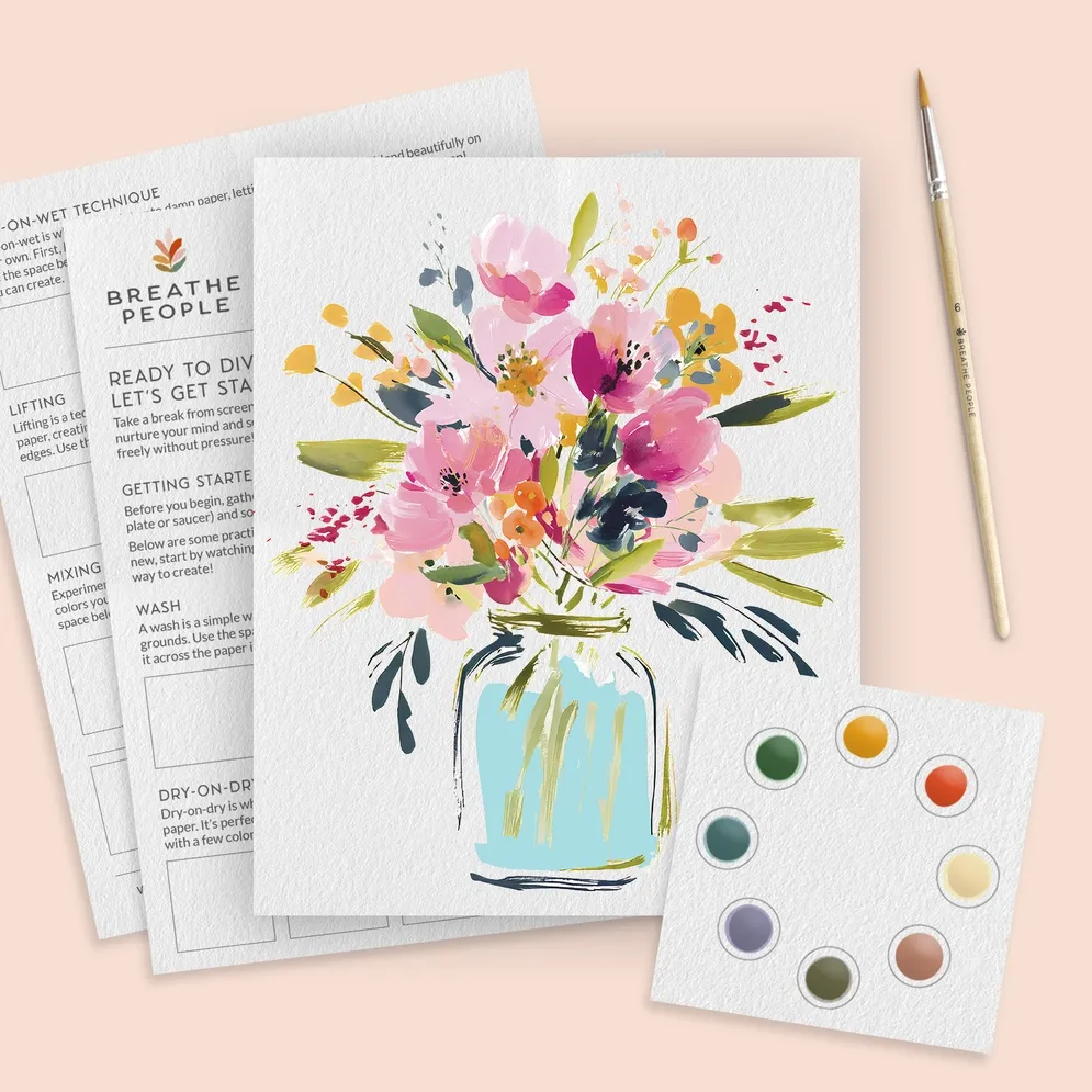 Jar of Flowers Watercolor Paint Set