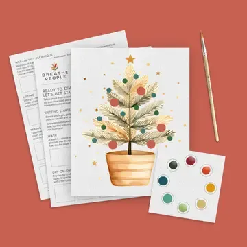Potted Tree Watercolor Painted Set