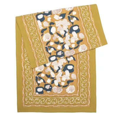Forest Harvest Mustard &amp; Blue Table Runners - 16" x 72"