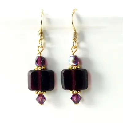 Square Purple Earrings