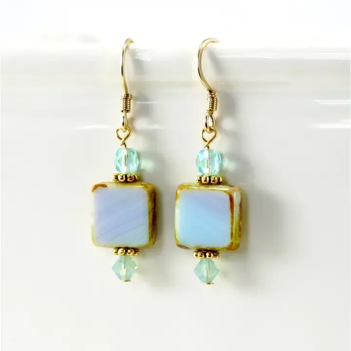 Square Light Blue Earrings