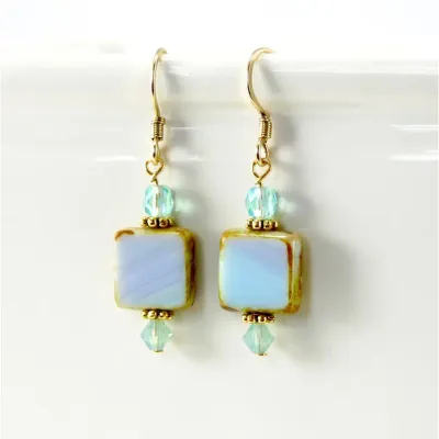Square Light Blue Earrings
