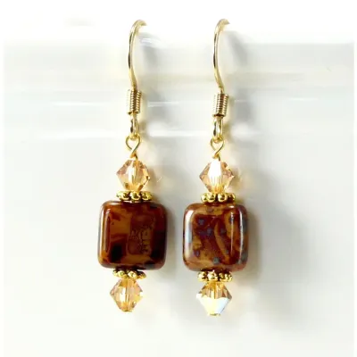 Square Brown Earrings