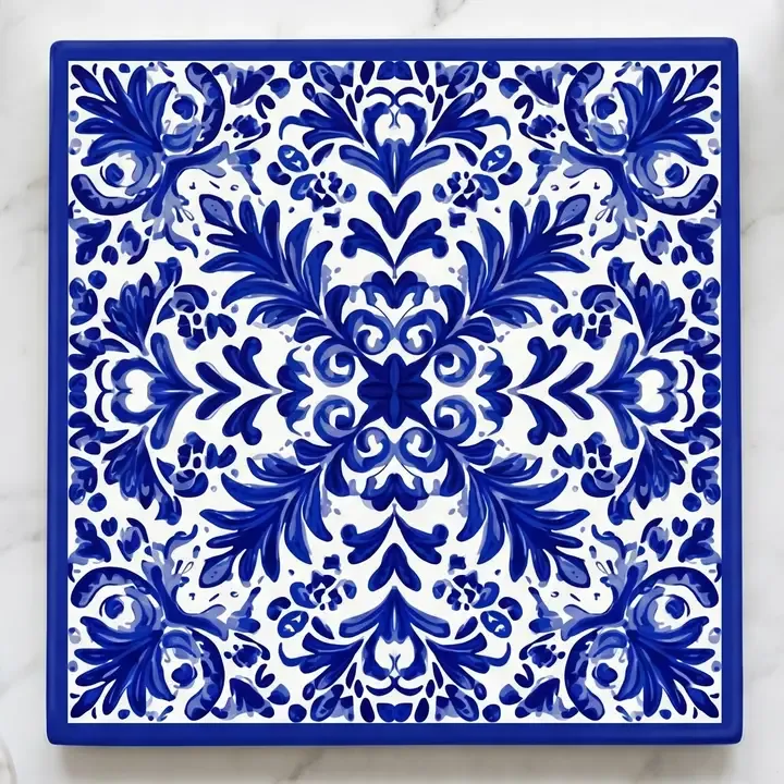 Blue Majolica Ceramic Trivet