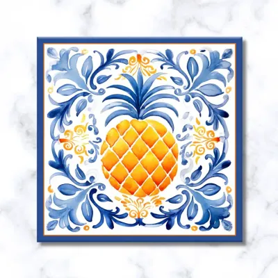Pineapple Majolica Ceramic Trivet
