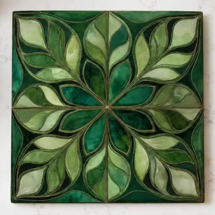 Botanical Ceramic Trivet Emerald Green