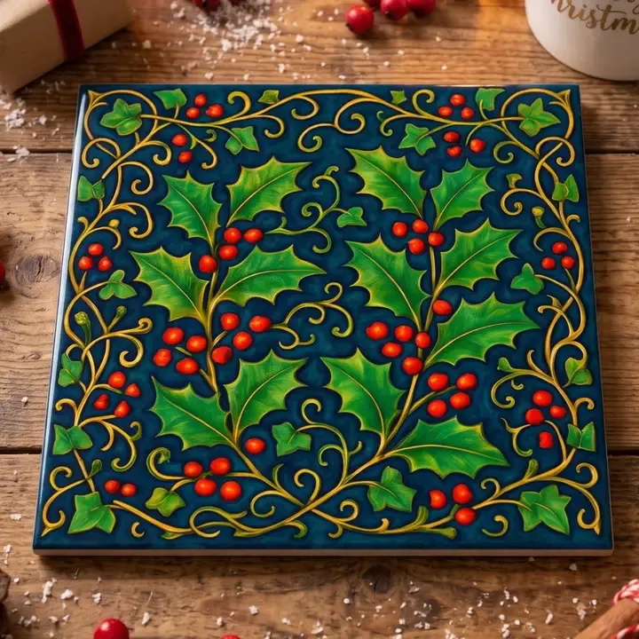 Holly Berry Ceramic Trivet Chistmas Merch FINAL SALE