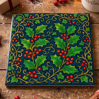 Holly Berry Ceramic Trivet Chistmas Merch FINAL SALE