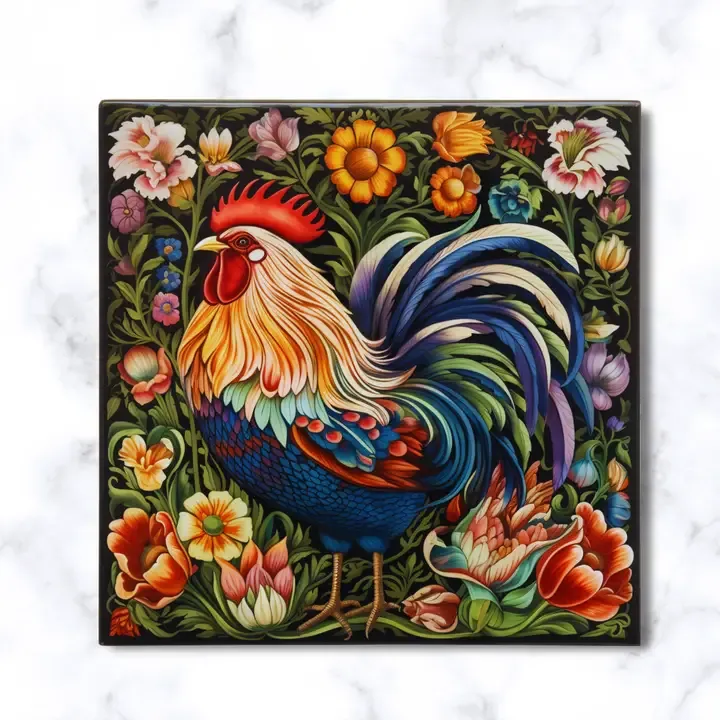 Italian Rooster Ceramic Trivet