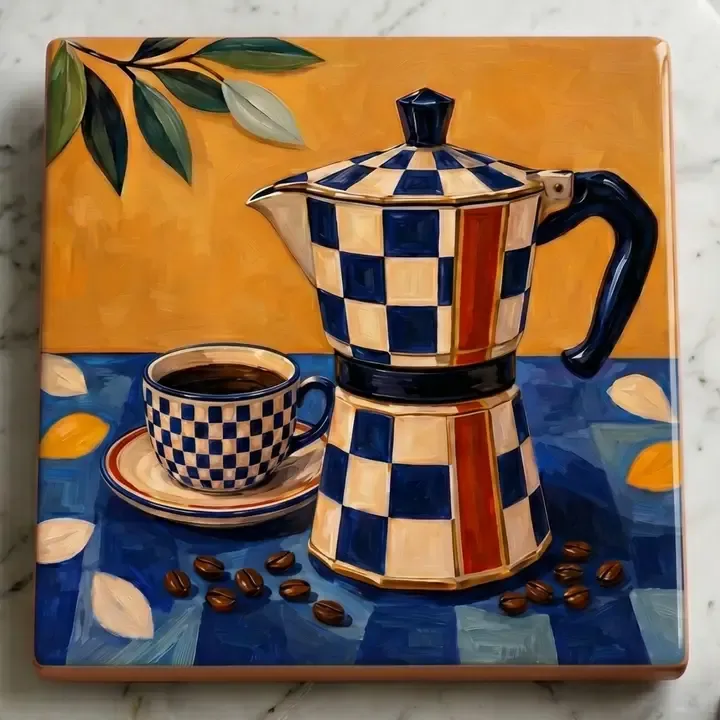 Mediterranean Coffee Ceramic Trivet