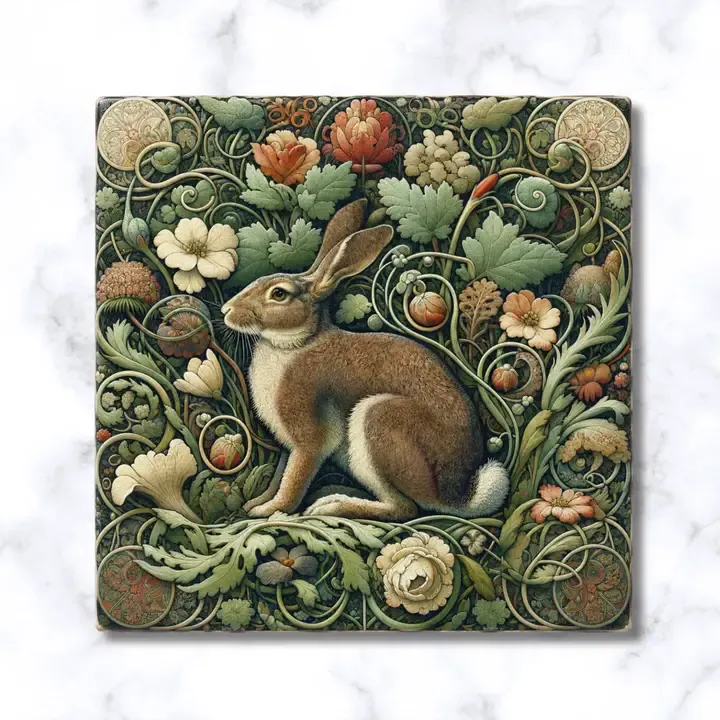 Rabbit Ceramic Trivet William Morris