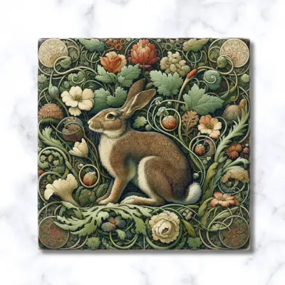 Rabbit Ceramic Trivet William Morris