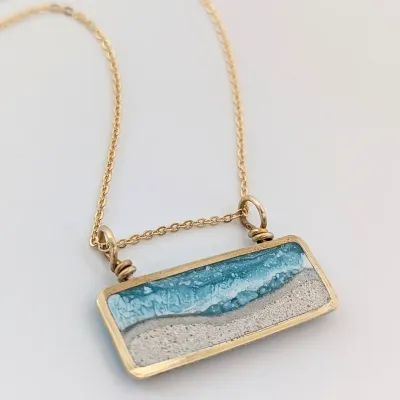 Turquoise Brass Mini Beach Necklace