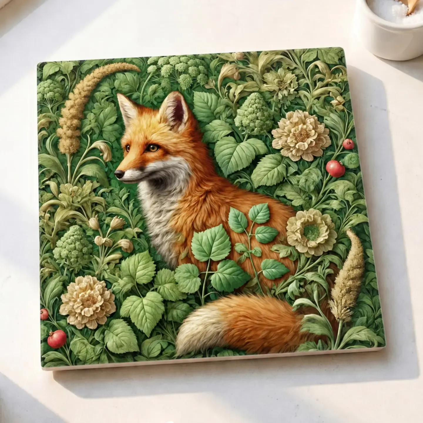 Fox Trivet William Morris Inspired Ceramic